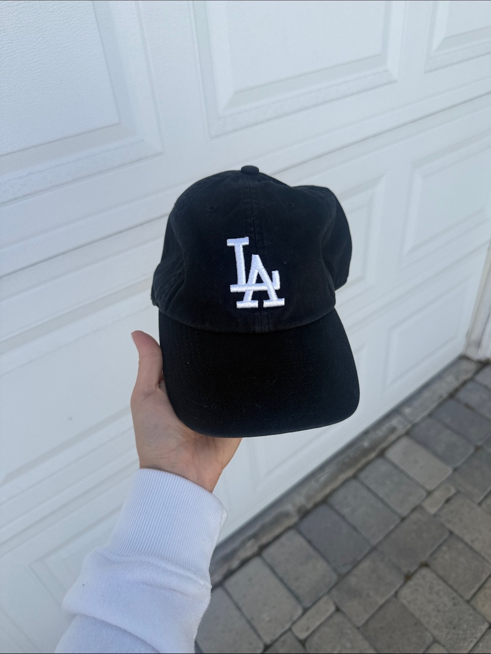 47 Adult Black Cap with White LA Logo